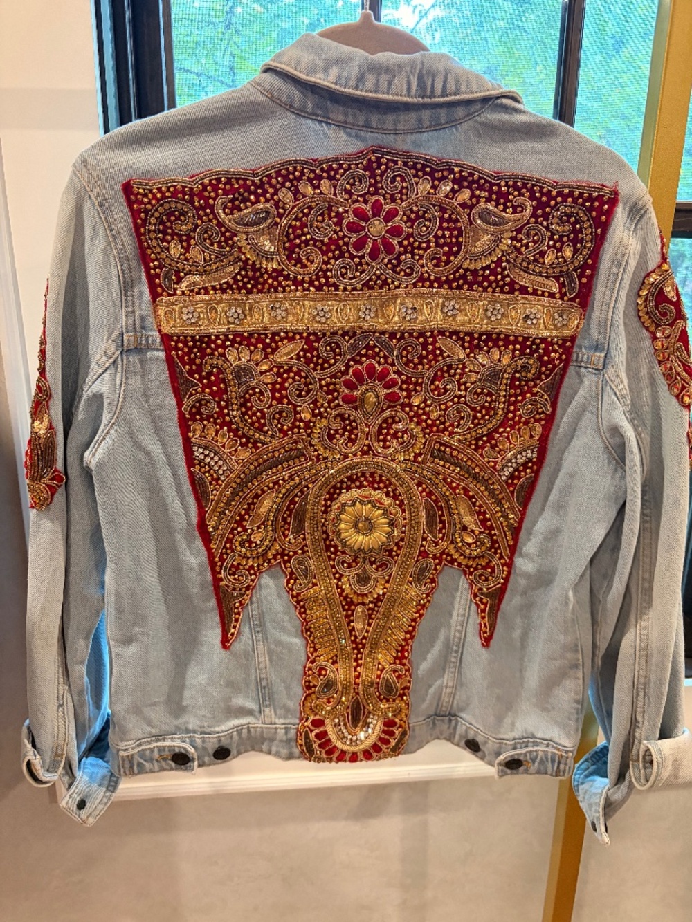 The Nu Vintage Red and Gold Denim Jacket